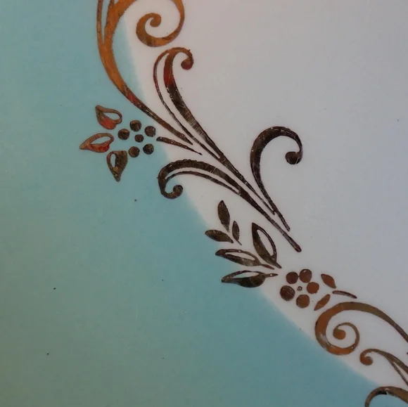 Vintage Lifetime Wedding China Co. Semi-Vitreous Gold Turquoise Crown Set